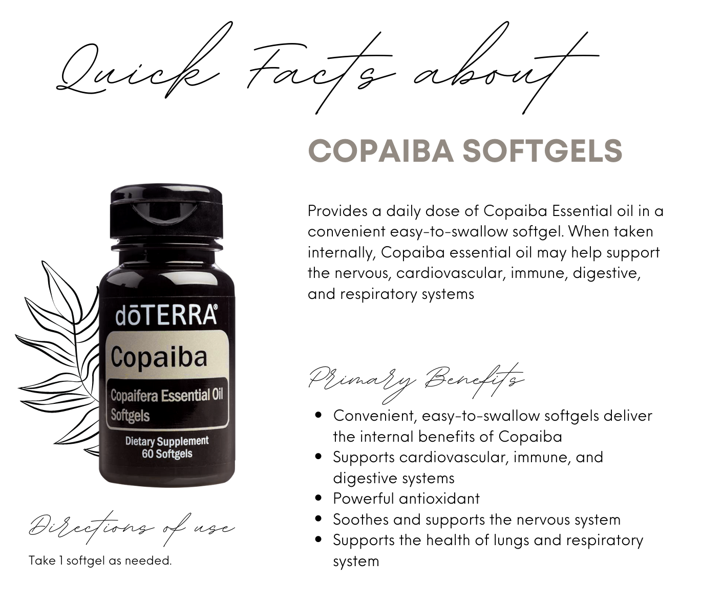 Copaiba Softgels 60 Sgls