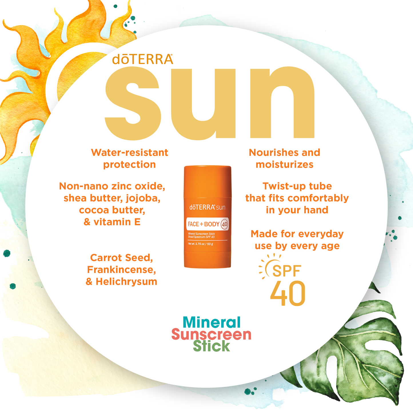 dōTERRA® sun Face + Body Mineral Sunscreen Stick